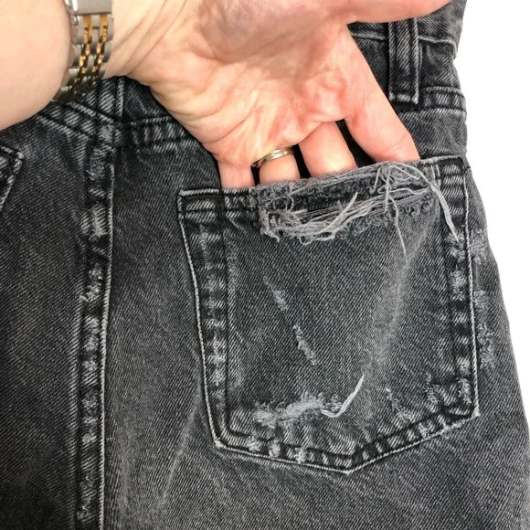 Urban Outfitters BDG A-Line Shorts Washed Black Raw Hem Distressed Short Size 24 - Picture 8 of 16